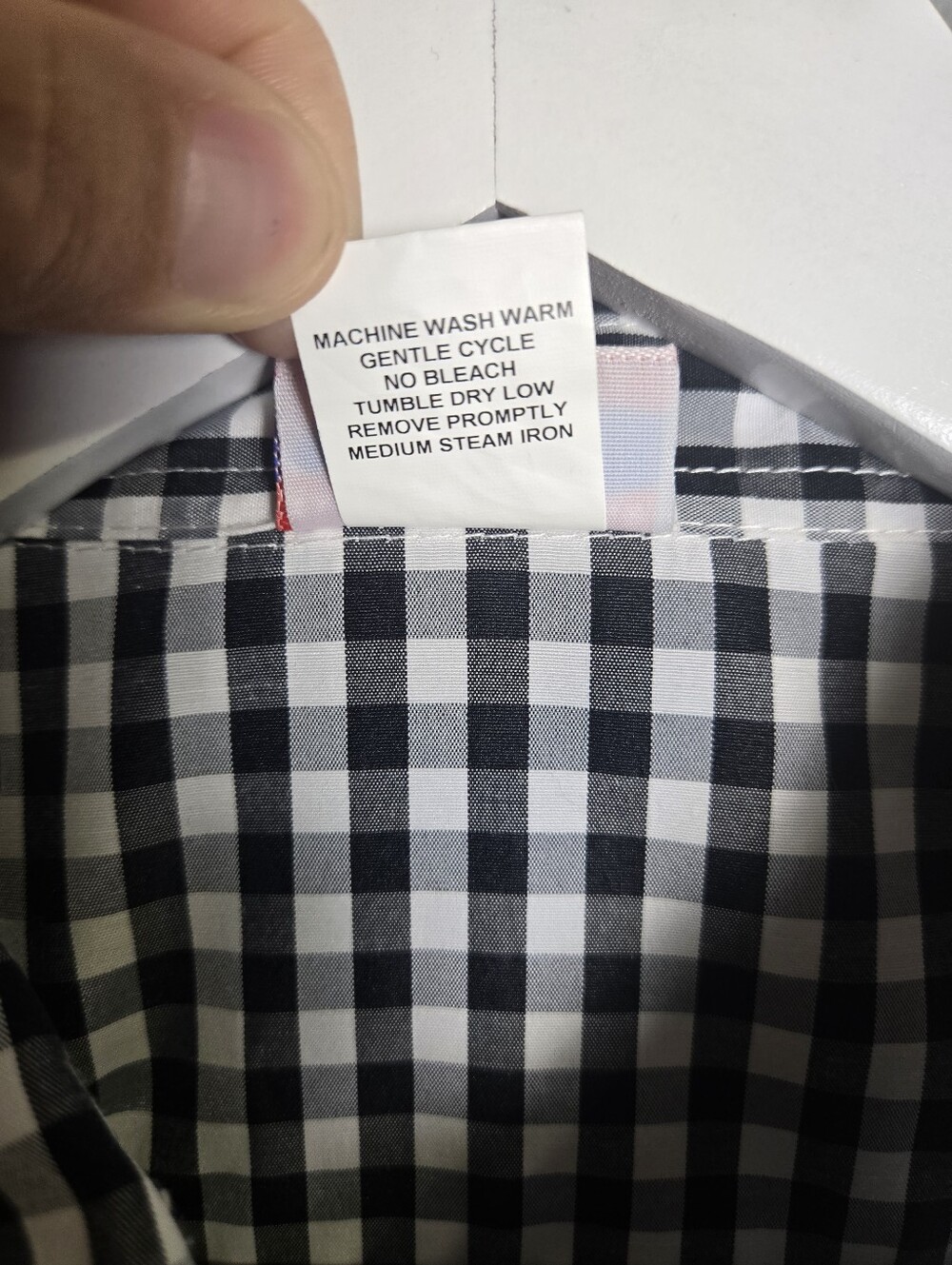 Black & White Gingham Button-Down Shirt with Ladybug Embroidery Size Large - Picture 6 of 16